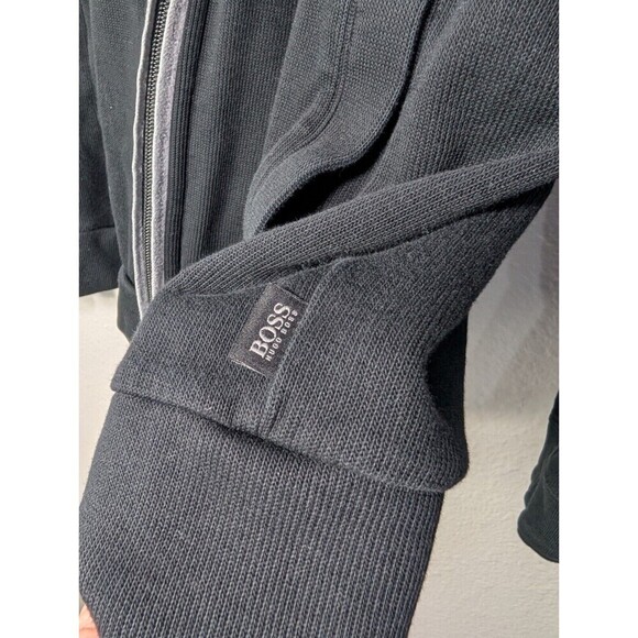 HUGO BOSS Black & Gray Full Zip Sweatshirt Lightweight Jacket Men's Size L 113 - Picture 6 of 8